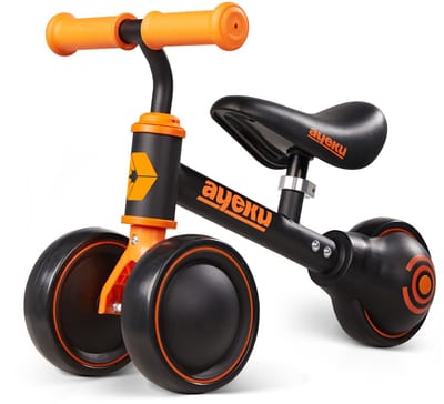 AyeKu - Baby Peuter Loopfiets - Stille Wielen - Verstelbare Zitting - 1-3 jaar - Zwart