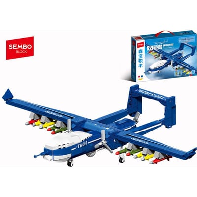 SEMBO BLOCK Militaire Vliegtuigen Assemblage Bouwstenen MOC Vechter Kit Ornament Speelgoed Kinderen voor Jongens Vakantiecadeaus no box blue