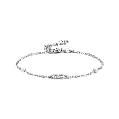 armband synth. parel en infinity 16 + 3 cm