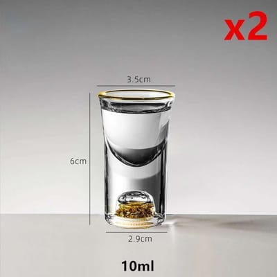 Diamantgeslepen Kristal S-vormig Glas Vul Goudfolie Calaite Likeur Vodka Mini Wijnkop Gouden Berg Sake Spirit Dispenser Carafe 10-300ml white