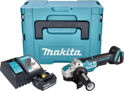 Makita DGA 520 RG1JX1 Accuslijper 18 V 125 mm X-LOCK Brushless + 1x accu 6.0 Ah + lader + Makpac