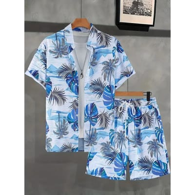 Zomerpak met korte mouwen voor heren en dames Zeestrand Onregelmatig Ontwerp Patroon Print Mode Knopenhemd Tops Korte Mouwen Short 3XL brown