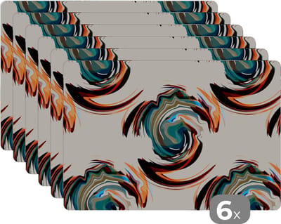 Placemat - Placemats kunststof - Patronen - Abstract - Verf - 45x30 cm - 6 stuks - Hittebestendig - Anti-Slip - Onderlegger - Afneembaar