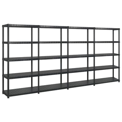 vidaXL - Opbergrek - 5-laags - 366x45,7x185 - cm - kunststof - zwart