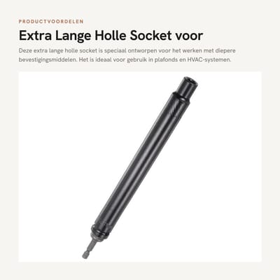 Dailygoods - Extra Lange Holle Socket voor Diepe Bevestigingsmiddelen