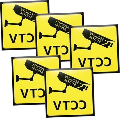 CCTV Waarschuwingsborden - Bewakingsstickers Beveiligingsborden - Eigendom Beveiligen - Dubbelzijdige Alarmstickers - 98 x 98 cm - Geel