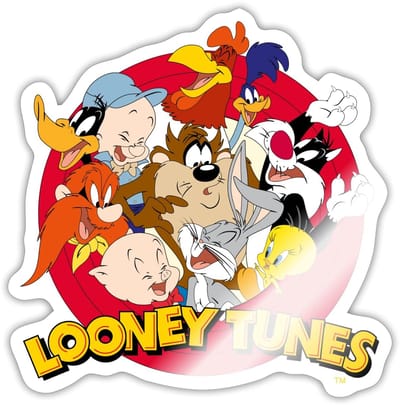 Looney Tunes Groep Sticker maat S (10 x 10 cm)