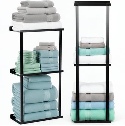 Springos Handdoekrek - Badkamer - Handdoekstang - Handdoekhouder - 3 Etages - Metaal- Zwart - 76 cm