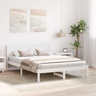 vidaXL - Bedframe - Wit - 160 - x - 200 - cm - Massief - grenenhout