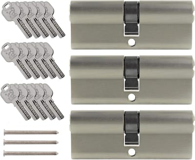 Profielcilinders Set - Dubbele Cilinders - Deuren Beveiligen - Gelijksluitend Systeem - 80 mm 40/40 - Metallic Zilver Grijs