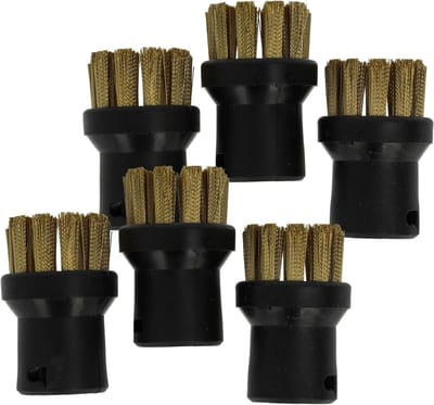 Ronde Borstels - Stoomreiniger Accessoires - Hardnekkig Vuil Verwijderen - Voor Voegen en Hoeken - 6 Stuks - Goud Zwart
