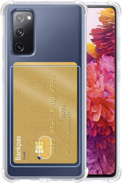 Hoesje - Geschikt voor Samsung Galaxy S20 FE - Met Pashouder en Kaarthouder - Telefoon Hoes Shockproof - Siliconen Case - Back Cover - Shock Proof - Pasjes Houder - Telefoonhoesjes - Transparant