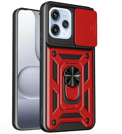 Coverup Hoesje - Geschikt voor OPPO Reno15 Hoesje - Coverup Armor Ring Kickstand Back Cover met Camera Shield - Rood