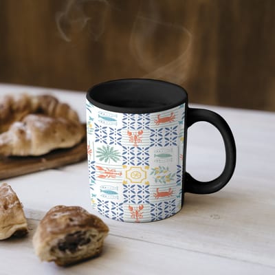 Magische Mok - Foto op Warmte Mokken - Koffiemok - Italiaans - Zee - Sfeer - Palmboom - Mozaïek - Multi - Magic Mok - Beker - 350 ML - Theemok