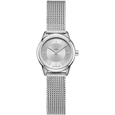 Montre Calvin Klein Série Minimaliste Mouvement Quartz Bracelet en Acier Inoxydable Cadran Argenté Montres Classiques pour Femmes K3M23126 Regular Watch Box,Silver Dial white