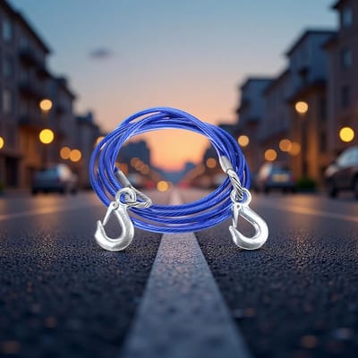 Noodsleepkabel Auto - Voertuig Herstelkabel - Auto Slepen - Robuuste Staaldraad Constructie - 400 cm Lengte - Blauw