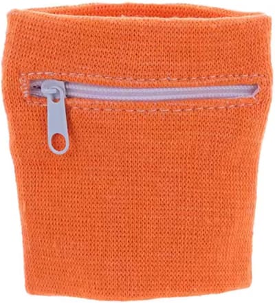 New Age Devi - Zweetbandjes - Polsbandje - Pols Zweetbandje - Met Rits - 8 x 8 CM - Oranje - Perfect voor Sport en Fitness!