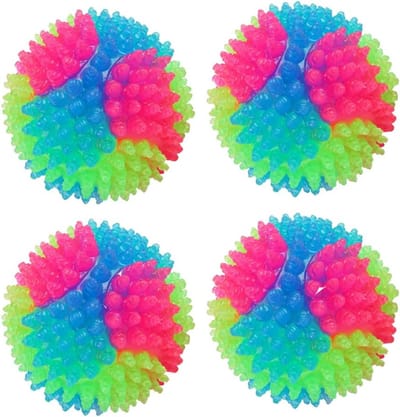 LED Hondenballen Light Up Dog Balls Oplichten Elasticiteit Bal Huisdier Kleur Lichtbal Gloeiende Ballen voor puppy, katten, honden (4 stuks steek ballen)