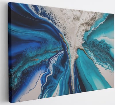Saammp Canvas Schilderij - Turqoise - Blauw - Abstract - 30x20 - Foto op canvas - Wanddecoratie - Muurdecoratie Woonkamer - Slaapkamer decoratie - Canvas Print
