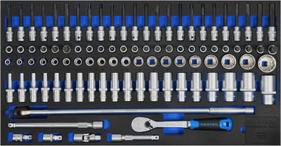 SW-Stahl Z3011-12 assortiment werkplaatswagens, dopsleutel 1/2", ratel, 95-delig, gereedschapswagen-inzetstukken, professionele werkplaatsuitrusting, gereedschapsinzet voor voertuigen, inzetstukken voor werkplaatswagens
