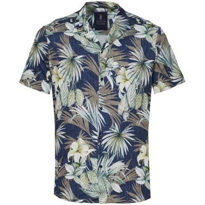 Desoto Overhemd Hawaiian Flower Short Sleeve Lido Collar Groen / male