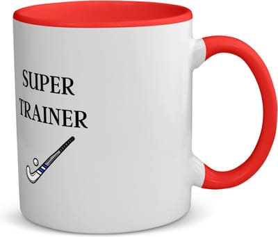 Akyol - super trainer koffiemok - theemok - rood - Sport - coach - hockey stick - trainer - geschenk - verjaardag - love gift - 350 ML inhoud