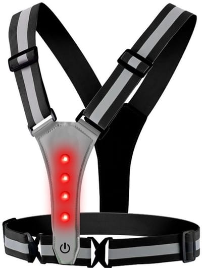 Hardloopvest - Reflecterend Hardloopvest - Reflectievest met Verlichting - Oplaadbaar inclusief USB Kabel - Hardloop Verlichting - Verstelbaar Vest - Lichtgewicht -Veiligheid en hoge zichtbaarheid voor hardlopen, joggen, wandelen en fietsen - Zwart