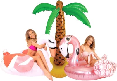 Opblaasbare Flamingo - Zomerse Lounger - Waterpret - Jumbo formaat - 150x150x90 cm - Roze