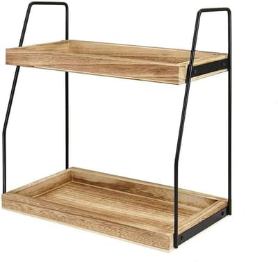 Koffiestation Organizer voor Aanrecht, 2-laags Accessoires Organizer voor Koffie, Specerijenopslag en Houten Plank voor Keuken en Badkamer