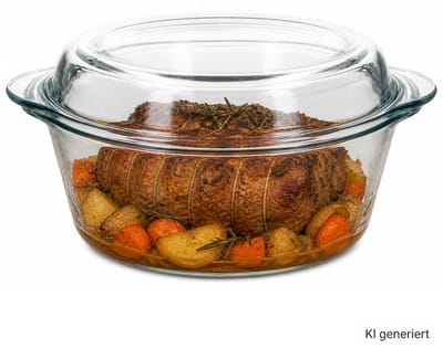 BORCAM Braad- & Bakvorm met Deksel 2,1L rond van Glas - 59003 / 20114