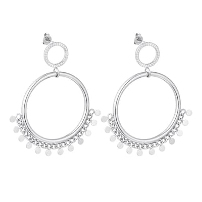 Hangende oorknopjes met cirkeldetail - zilver