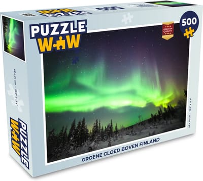 Puzzel Groene gloed boven Finland - Legpuzzel - Puzzel 500 stukjes