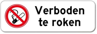 Bord Verboden te roken - Weerbestendig Aluminium - 40x15 cm - Bevestiging: Zonder bevestiging (alleen het bord)