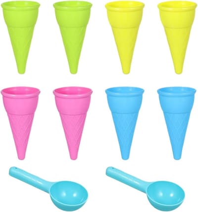 Speelgoed IJshoorntjes - Zandvormen Set - Buiten Spelen - Levendige Kleuren - 10 Delig - Multi Color