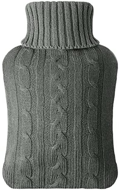 Warmwaterkruik 2 liter met gebreide hoes - ideaal voor warm en koud water, spierpijnbestrijding