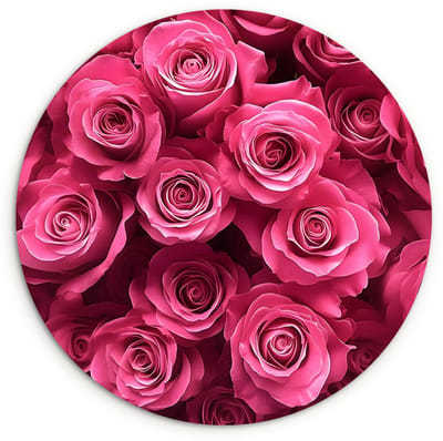 WallCircle® Wandcirkel 120x120 cm - Muurcirkel Rozen - Pink - Bloem - Muurdecoratie woonkamer - Wanddecoratie slaapkamer - Kamer decoratie accessoires - Ronde schilderijen XXL