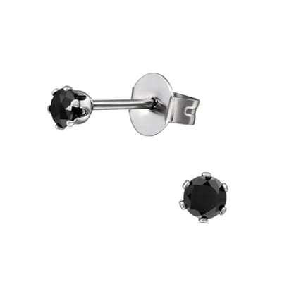 Aramat Jewels | Oorbellen | Ronde Zirkonia Oorbellen zwart | 3mm | | | Staal | Kinderen, Volwassenen | Verkleurd niet