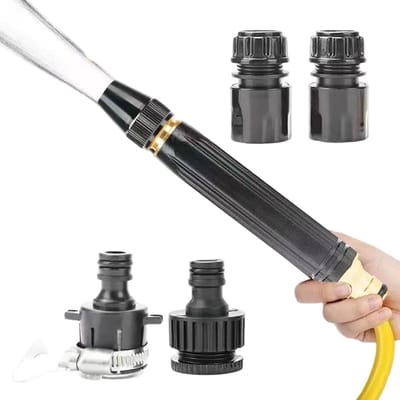 Tuinslang Sproeikop - Booster Mondstuk - Buiten Reinigen - 3 Sproeipatroon - 18 x 8 x 4 cm - Metaal