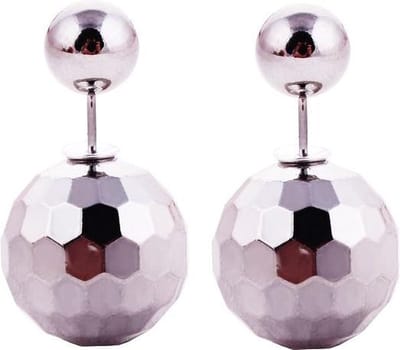 Fako Bijoux® - Oorbellen - Double Acrylic Dots - Zilverkleurig