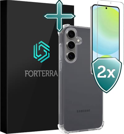 Hoesje Met Screenprotector - 2 stuks - Geschikt voor Samsung Galaxy S24 FE - Sterk & Shockproof - Back Cover - Siliconen Case - Telefoon Hoes - Shock Proof - Transparant