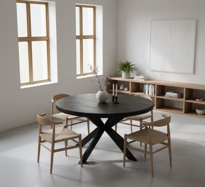 Eettafel Rond Mangohout Zwart Ø120 - Zwart - Novihome