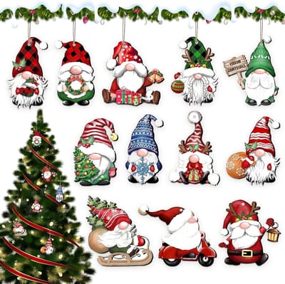 Houten Kersthangertjes, 24 Stuks, Kerstdecoratie, Santa Claus, Kerstboom Versiering, Gnome Hangers, Ambachtelijke Decoratie voor Feestdagen