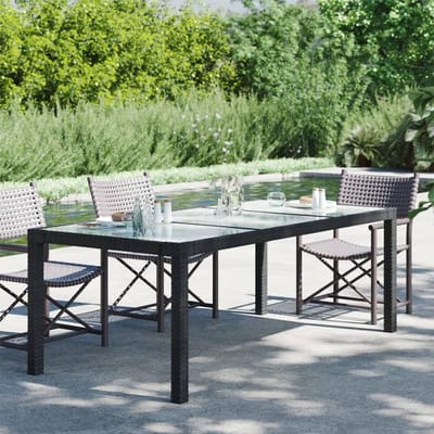 Partytafel Buiten - Bistro Statafel - Terras Bijeenkomst - Gehard Glasblad - 190x90x75 cm - Zwart
