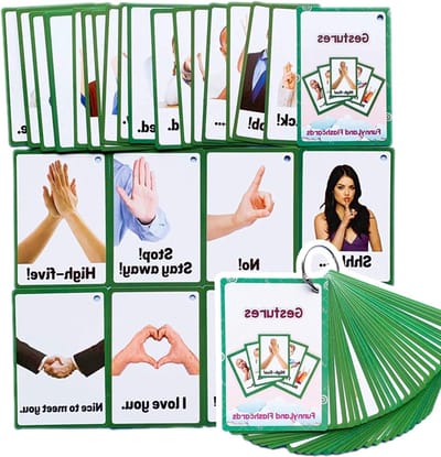 Gebaren Flitskaarten - Educatieve Kaarten - Taalontwikkeling Peuters - 26 Illustraties - 43 x 3 Inch - Multicolor