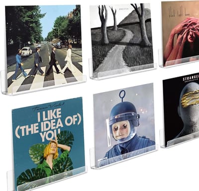 Zesdelige Wandgemonteerde Acryl Plank voor Vinyl Platen - Duidelijke Albumhouder voor Stijlvolle Opberging en Weergave van Je Muziekcollectie