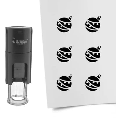 CombiCraft Stempel kerstbal 10mm rond zwarte inkt - per 1 stuk