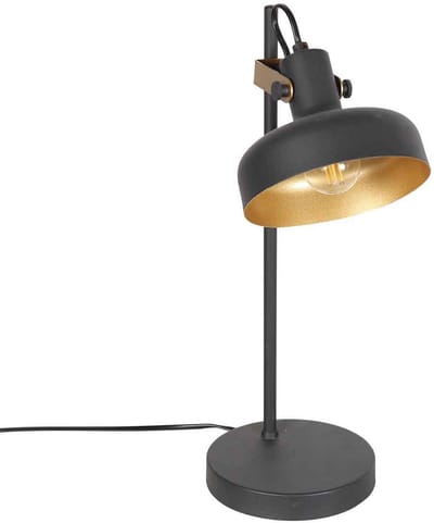 Zwarte Tafellamp Prato 4120ZW met E14 Fitting, Draaibaar en Kantelbaar, Gemaakt van Kunststof en Metaal, Merk: Mexlite
