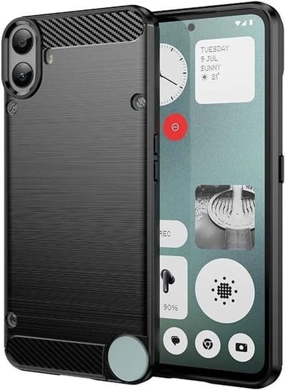 Geborsteld TPU Hoesje Geschikt voor Nothing CMF Phone 1 | Beschermhoes | Back Cover | Flexibel TPU | Stijlvol Carbon | Dun | Zwart