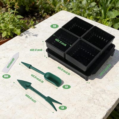 Set van 8 Herbruikbare Zaadtrays voor Mini Kassen, Ideaal voor Plantvermeerdering met Labels en Gereedschap