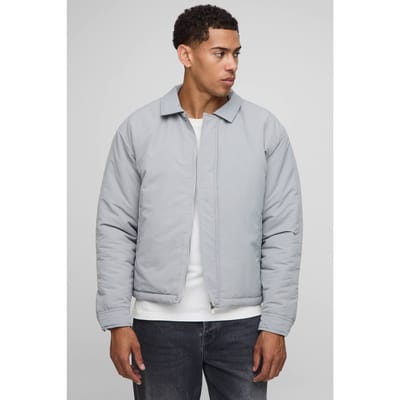 Boxy Fit Peached Crinkle Nylon Coach Jacket | Grey | Size Small